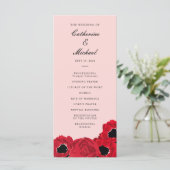 Abstracte Rozen en Poppies Coördinerende Bruiloft Programmakaart (Staand voorkant)