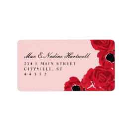 Abstracte Rozen en Poppies Pas getrouwd retouradre Etiket