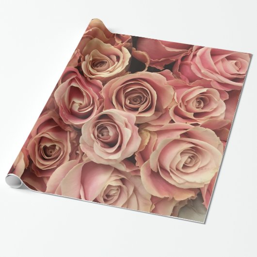 Abstracte Rozen Garden Elegant Floral Cadeaupapier (Uitgerold)