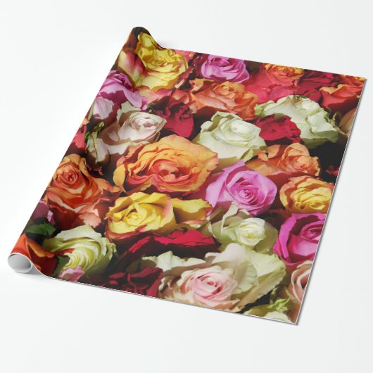 Abstracte Rozen Garden Elegant Floral Cadeaupapier (Uitgerold)