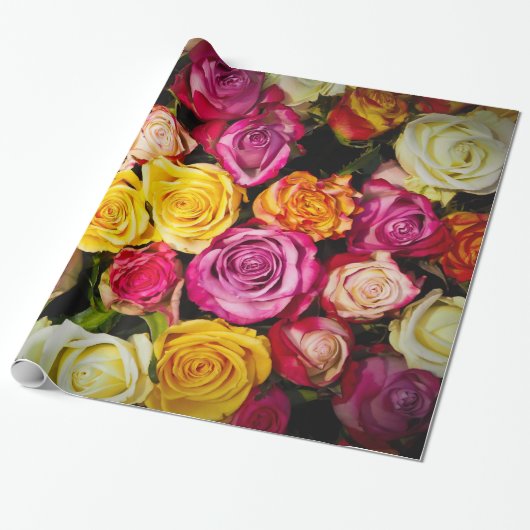 Abstracte Rozen Garden Elegant Floral Cadeaupapier (Uitgerold)
