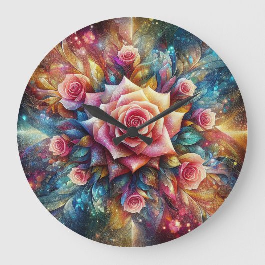 Abstracte Rozen Grote Klok (Voorkant)
