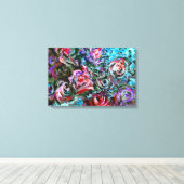 Abstracte rozen in de rode en de troebele kunst canvas afdruk (Insitu (Houten vloer))