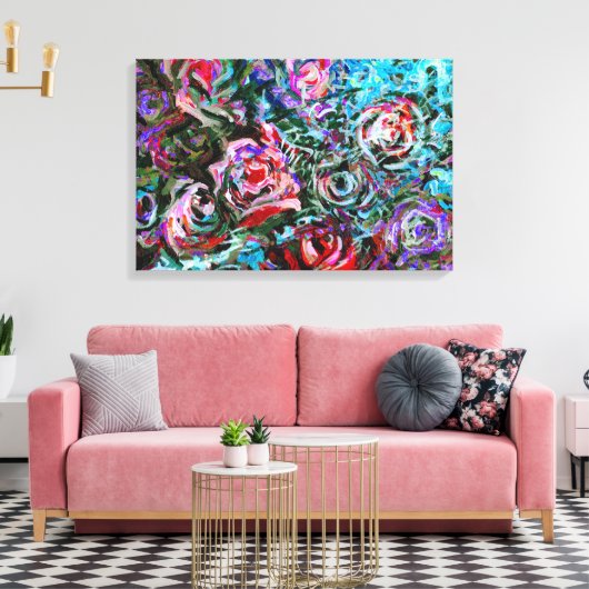 Abstracte rozen in de rode en de troebele kunst canvas afdruk (Insitu (Woonkamer))