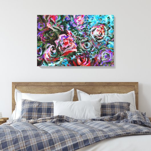 Abstracte rozen in de rode en de troebele kunst canvas afdruk (Insitu (Slaapkamer))