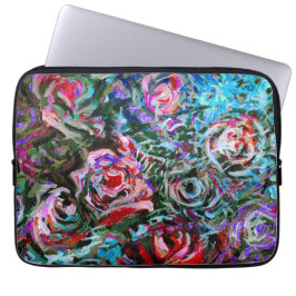 Abstracte rozen in het rood en in de troebel laptop sleeve