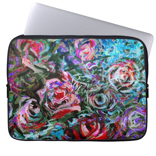 Abstracte rozen in het rood en in de troebel laptop sleeve (Voorkant)