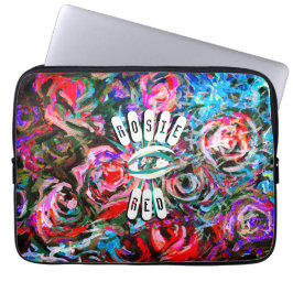 Abstracte rozen in rode en turqoise mini HP laptop Sleeve
