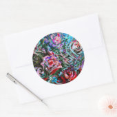Abstracte rozen in roze en turquoise - stickers (Envelop)