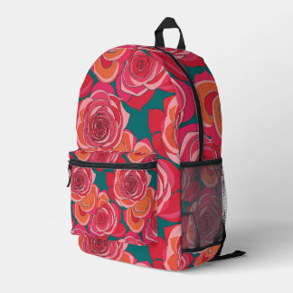 Abstracte rozen in tinten roze rood en oranje bedrukte rugzak