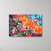 Abstracte rozen sinaasappel & turqoise psychedelis canvas afdruk (Voorkant)