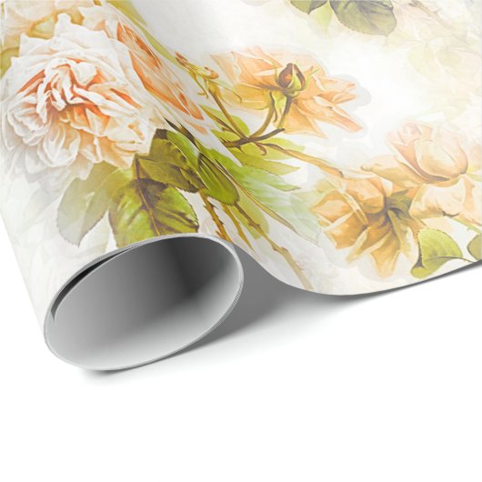 Abstracte  Rozen Tuin Elegante Bloemen Cadeaupapier (Rol Hoek)