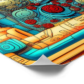 Abstracte Rozen Witchy Kleurrijke AI Art Matte Waa Poster (Hoek)