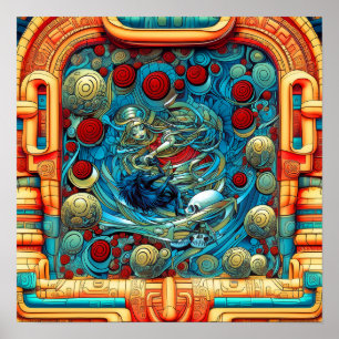 Abstracte Rozen Witchy Kleurrijke AI Art Matte Waa Poster