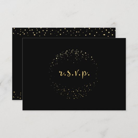 Abstracte RSVP-kaart voor zwarte en goudolie Stipp Kaart (Voorkant / Achterkant)