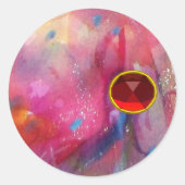 ABSTRACTE RUBY RONDE STICKER (Voorkant)