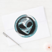 Abstracte ruimte buitenaards hoofd ronde sticker (Envelop)