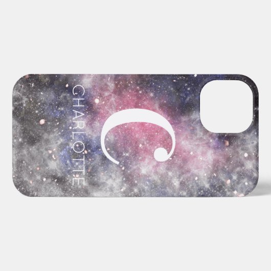 Abstracte ruimte-gepersonaliseerde monogram naam iPhone hoesje (Achterkant horizontaal)