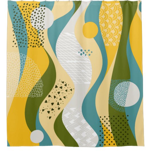 Abstracte ruimte: Gladde lijn Ornamenten. Douchegordijn (Voorkant)