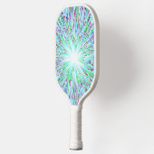 Abstracte ruimte heldere blauwe zwarte paddkop pickleball paddle (Links)