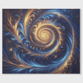 Abstracte ruimte Royal Blue en Gold Swirls Cadeaupapier (Vlak)