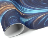 Abstracte ruimte Royal Blue en Gold Swirls Cadeaupapier (Rol Hoek)