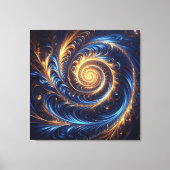 Abstracte ruimte Royal Blue en Gold Swirls Canvas Afdruk (Voorkant)
