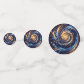 Abstracte ruimte Royal Blue en Gold Swirls Confetti (Voorkanten)