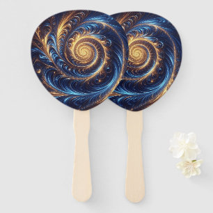 Abstracte ruimte Royal Blue en Gold Swirls Handwaaier