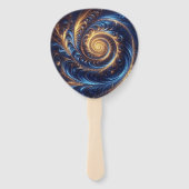 Abstracte ruimte Royal Blue en Gold Swirls Handwaaier (Achterkant)