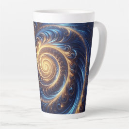 Abstracte ruimte Royal Blue en Gold Swirls Latte Mok
