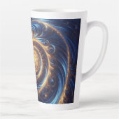 Abstracte ruimte Royal Blue en Gold Swirls Latte Mok (Rechts)