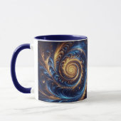 Abstracte ruimte Royal Blue en Gold Swirls Mok (Links)
