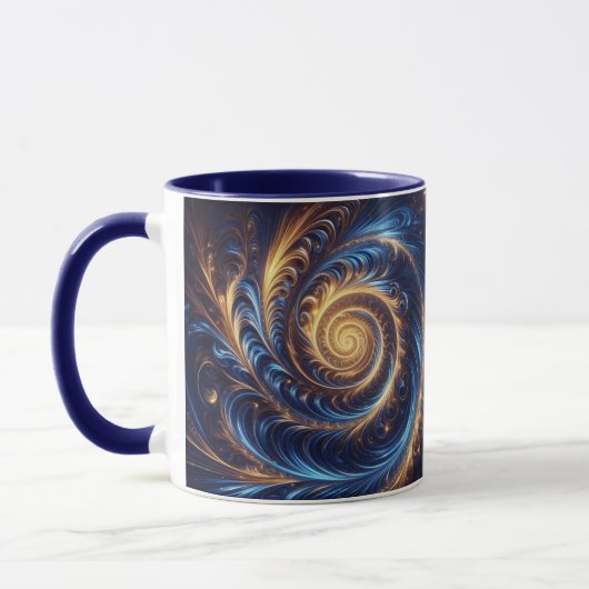 Abstracte ruimte Royal Blue en Gold Swirls Mok (Links)