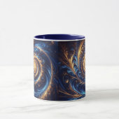 Abstracte ruimte Royal Blue en Gold Swirls Mok (Midden)