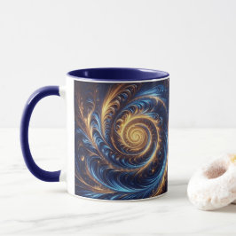 Abstracte ruimte Royal Blue en Gold Swirls Mok