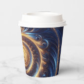 Abstracte ruimte Royal Blue en Gold Swirls Papieren Bekers (Achterkant)