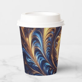 Abstracte ruimte Royal Blue en Gold Swirls Papieren Bekers