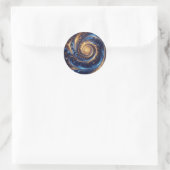 Abstracte ruimte Royal Blue en Gold Swirls Ronde Sticker (Tas)