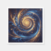 Abstracte ruimte Royal Blue en Gold Swirls Servet (Voorkant)