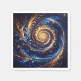 Abstracte ruimte Royal Blue en Gold Swirls Servet