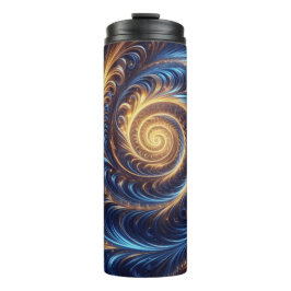 Abstracte ruimte Royal Blue en Gold Swirls Thermosbeker