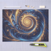 Abstracte ruimte Royal Blue en Gold Swirls Tissuepapier (Craft)
