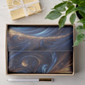 Abstracte ruimte Royal Blue en Gold Swirls Tissuepapier (Geschenk)