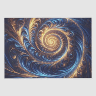 Abstracte ruimte Royal Blue en Gold Swirls Tissuepapier