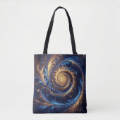 Abstracte ruimte Royal Blue en Gold Swirls Tote Bag (Voorkant)