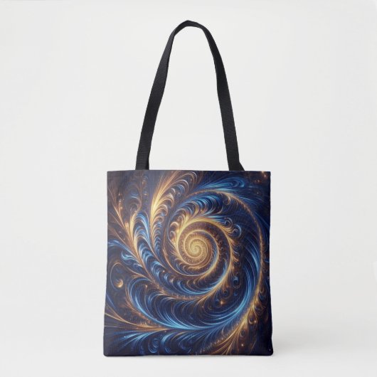 Abstracte ruimte Royal Blue en Gold Swirls Tote Bag (Voorkant)