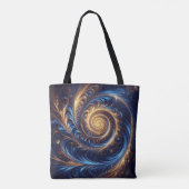 Abstracte ruimte Royal Blue en Gold Swirls Tote Bag (Achterkant)