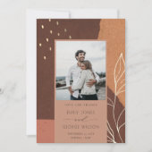 Abstracte Rust Fauna Leafy Foto bewaart datumkaart Bedankkaart (Voorkant)