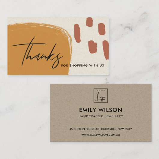 ABSTRACTE RUST ORANJE KRAFT SCANDI DANK U LOGO VISITEKAARTJE (Voorkant / Achterkant)